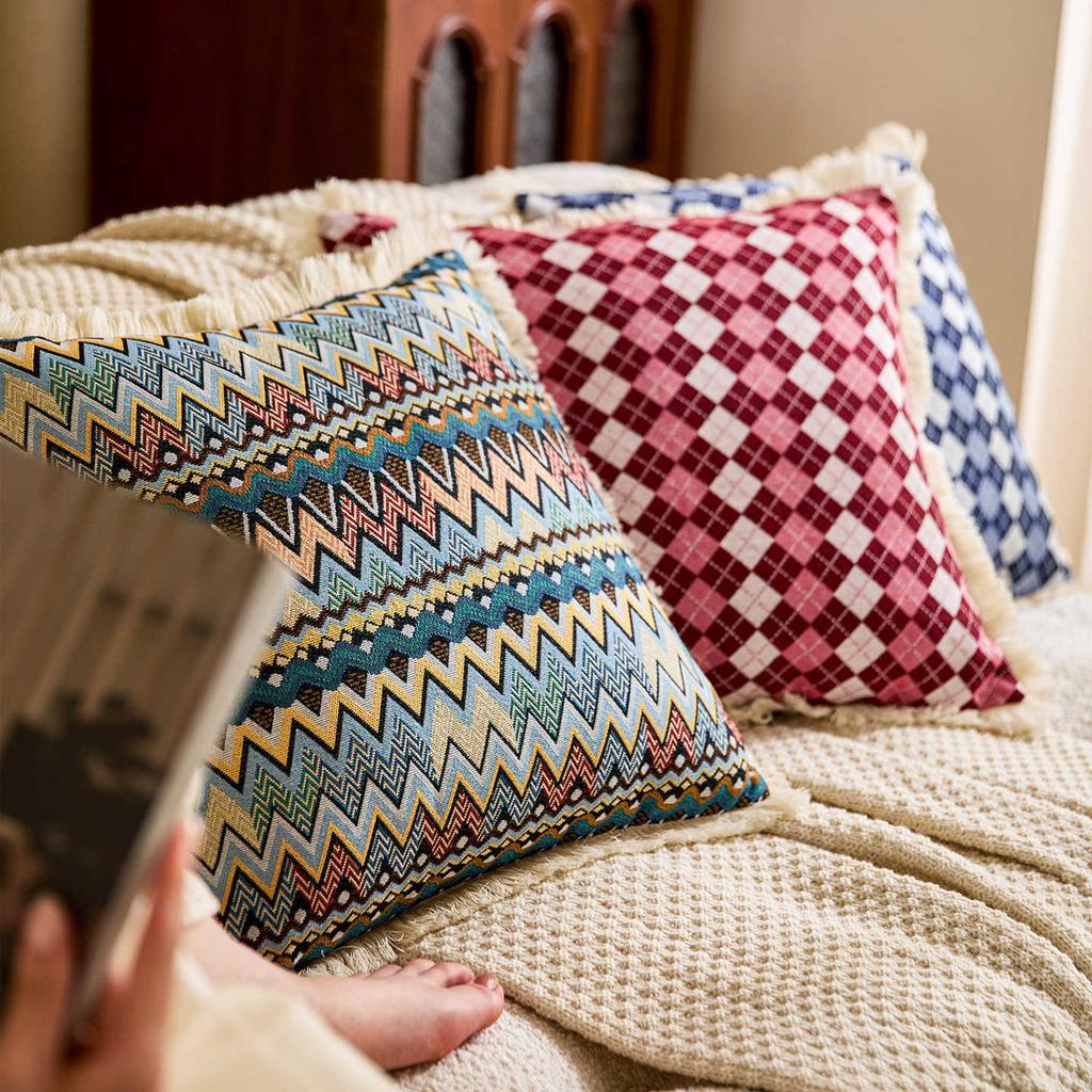 Ethnic-Style Cotton Linen Sofa Pillowcase Cojines Bohemian Headboard Backrest Cushion Cover Decoration Pillow Covers 45x45cm