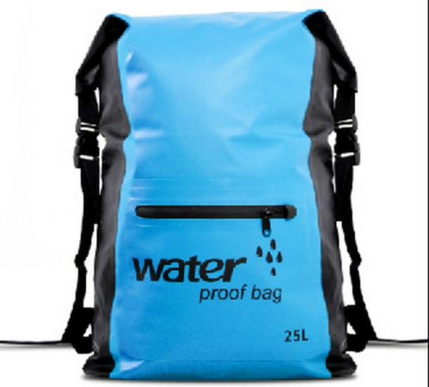 In Stock Waterproof PVC Outdoor Bag for Beach, Rafting, and Mountaineering 25L небесно-голубой