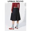 UR 2026 Spring Women's Casual Spliced Color-block Plaid Denim Skirt