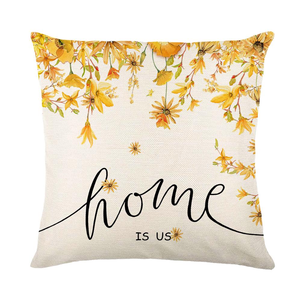 Autumn Plant Flower Pillow Cover Polyester Printed Home Decoration Living Room Sofa Cushion Cover Bedroom Pillow