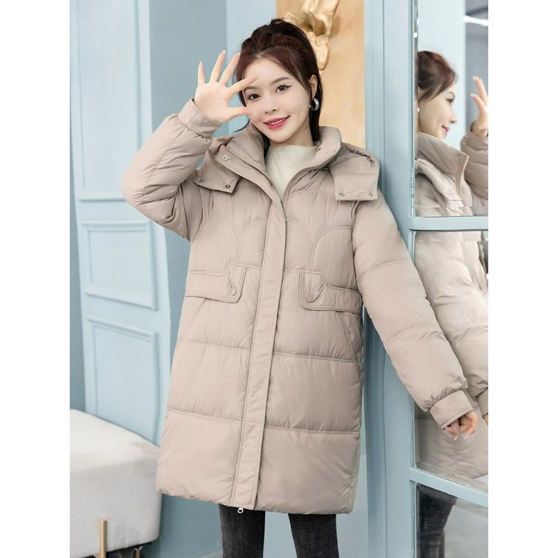 Down Padded Jacket Women's Trendy Mid-length Large Size Loose Bread Jacket Padded Jacket Winter Padded Jacket Jacket Thickened