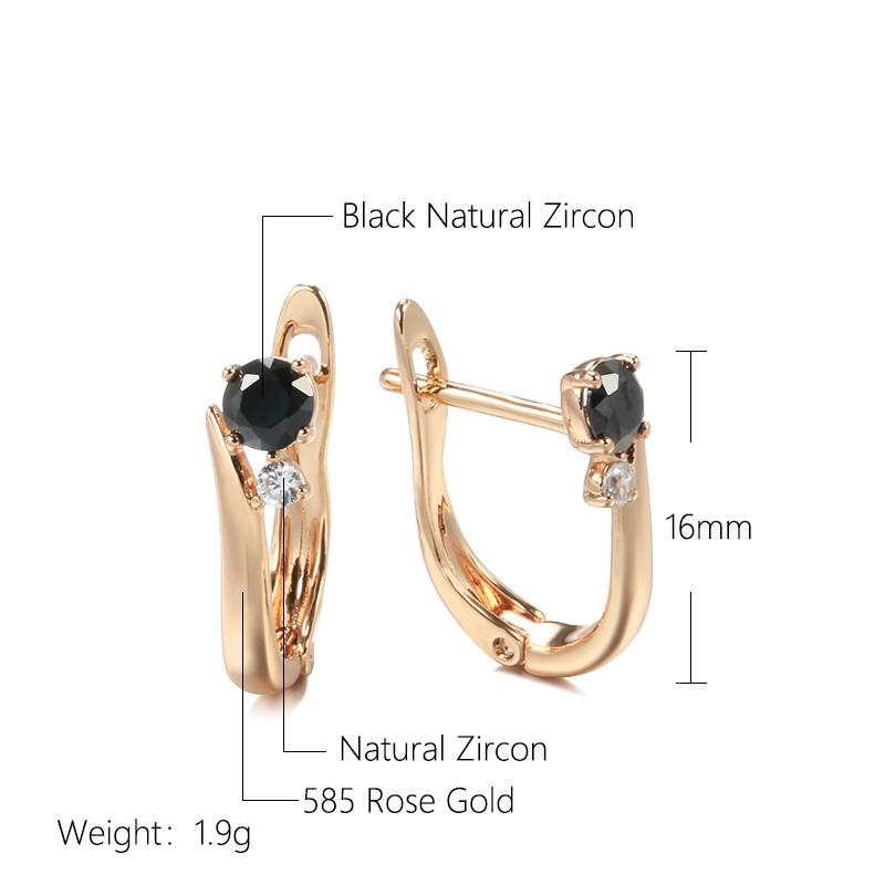 New Black Natural Zircon Bride Earrings Fashion  Rose Gold Simple Drop Earrings For Women Wedding Party Jewelry