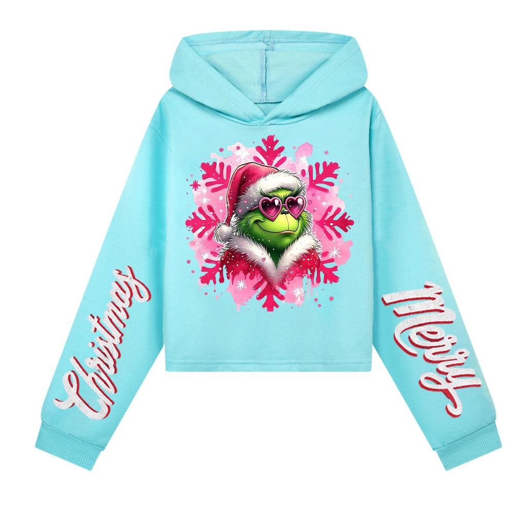 Kids' Casual Fashion Christmas Printed Long Sleeve Hooded Sweatshirt (No Drawstring)