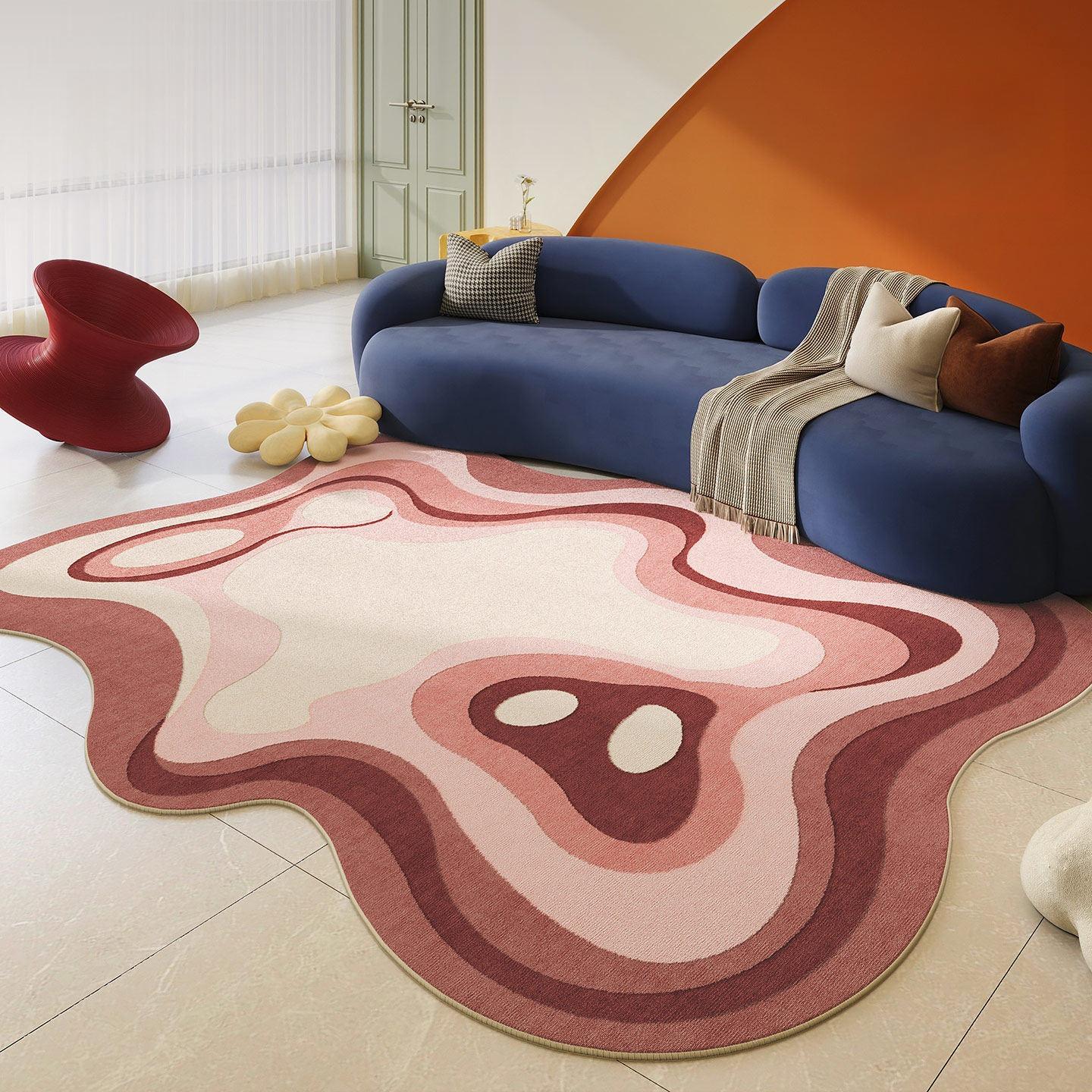 Dopamine Kleur Slaapkamer Decor Creativiteit Tapijt Onregelmatige Vorm Tapijten voor Woonkamer Wasbare Nachtkastje Vloermat Antislip Tapijt 80x120cm blue