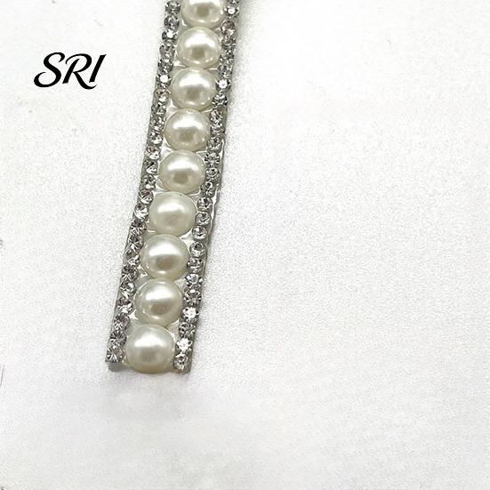 10mm Faux Pearl Trim Rhinestone Ribbon 1 Yard Self Adhesive Decorative Strip Elegant Applique White Accent for Clothing Shoes Phone DIY Crafts 30mm