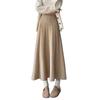 European, American autumn and winter new solid color elastic waist design sense texture medium and long versatile skirt foreign style knitted skirt