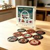 NFC Vinyl Record Player Fridge Magnet for Christmas, with 9 Programmable Records, Set 256MB Memory, LED Light-Up Personalized Magnetic Music Box Mini