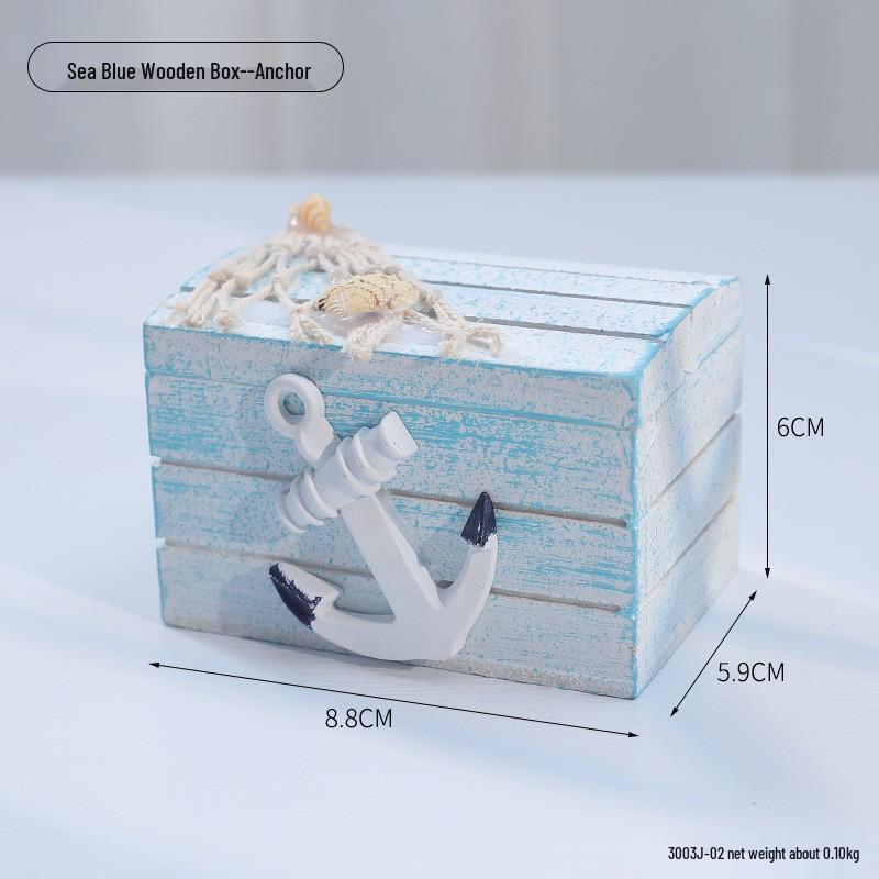 Ocean Style Mediterranean Desktop Wooden Jewelry and Candy Storage Box