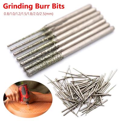 10Pcs 2.35mm Shank Diamond Coated Drill Bits Grinding Burr Bits Glass Jade Amber Jewelry Diamond