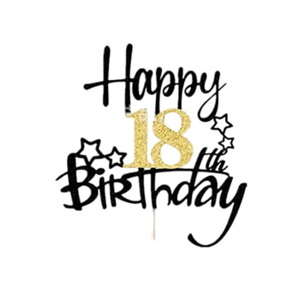 1Pcs Black Gold Happy 10 Birthday Cake Topper 10th 20th 30th 40th 50th 60th Loves & Wishes Party Decorations for Birthday Party