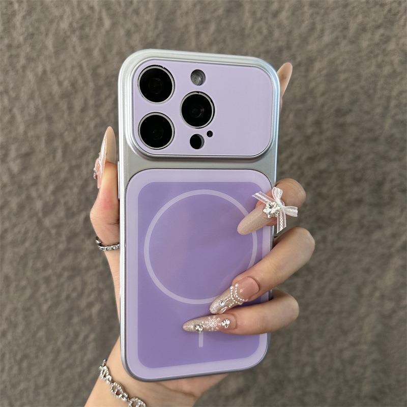 Applicable to iPhone17Pro Max mobile phone case solid color thin ring magnetic suction Apple 16Pro anti-drop 15 hard protective case