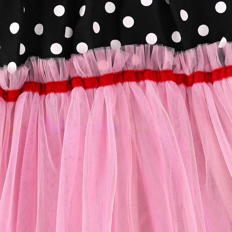 Mädchenkleid Herbst Kinder Langärmlig Gepunktet Süß Puffiger Tüll Prinzessinkleid