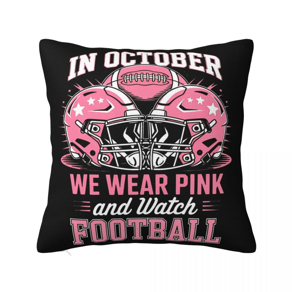 Breast Cancer Awareness Ribbon Pillow Case Cushion Covers Fashion Zipper Decor Pillowcase for Car 4040cm