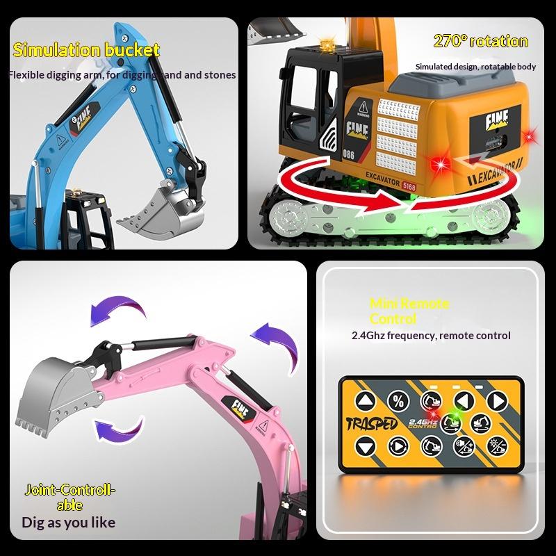Hg4-301 New Rc Truck Electric Remote Control Excavator Simulation Alloy Engineering Vehicle Toy Car Bulldozer Model Toy Gifts