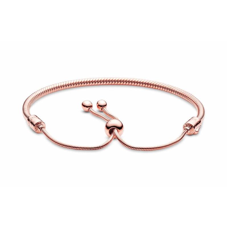 Pandora Rose gold Moments slider snake-shaped synthetic cubic zirconia bracelet for women 587125CZ-2