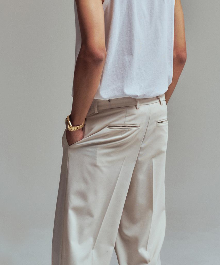ERER Men High Waist Slacks Ivory