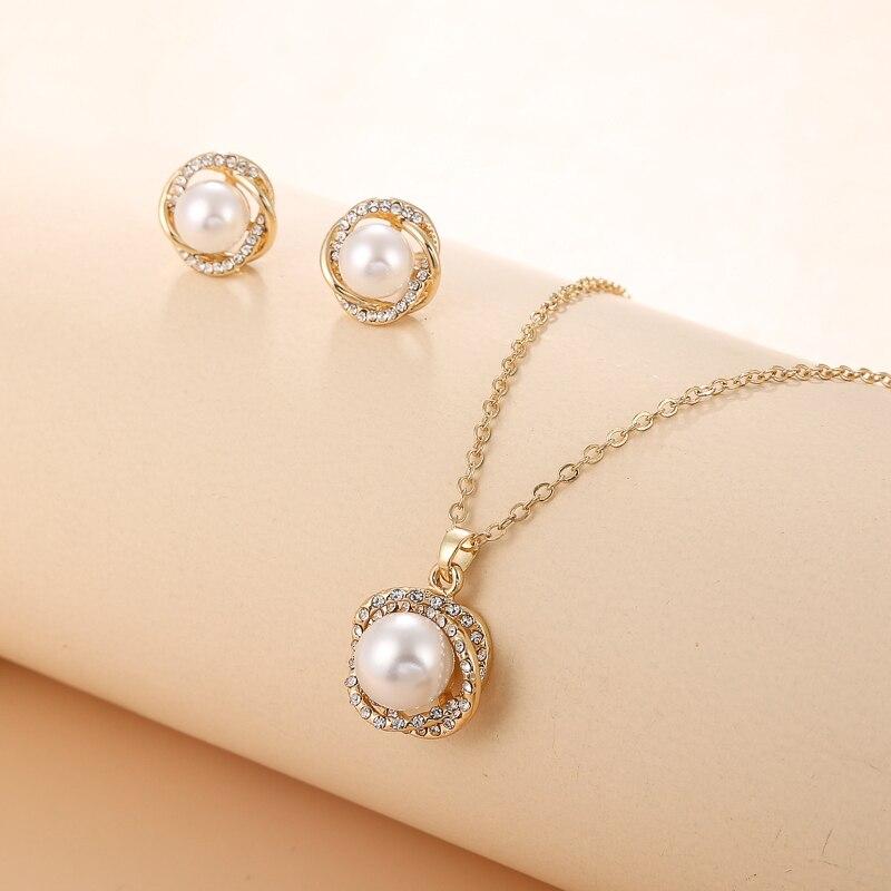 

South Sea Shell Pearl Gold-Color Jewelry Sets for Women Cubic Zirconia Necklace Earrings With Party Birthday Wedding Gift золотой