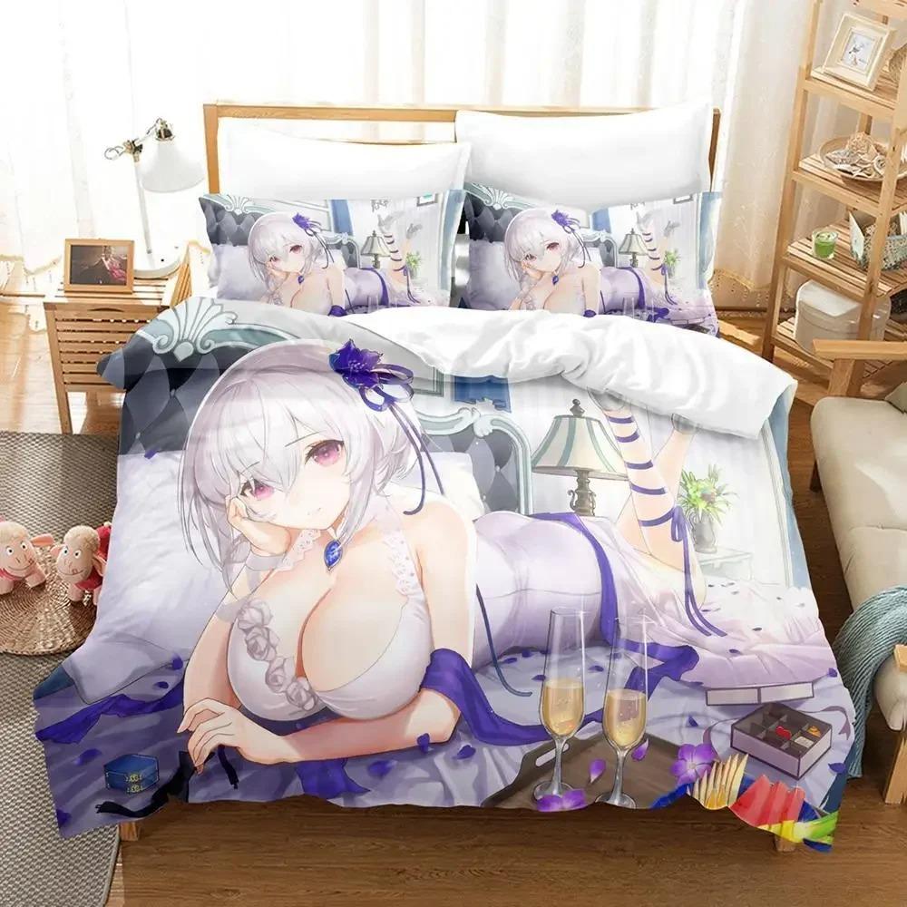 Sexy Azur Lane Sirius 3D Print Bedding Set Cartoon Anime Duvet Cover Adult Kid Bedroom Game Girl