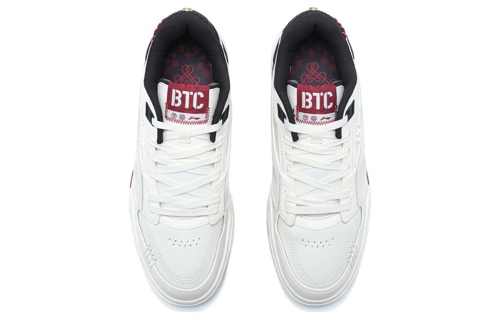 Li Ning 001 BTC Prm Synthetic Leather, Split Cow Leather Abrasion Resistant Breathable Low top Skateboard Shoes AGCT003-3