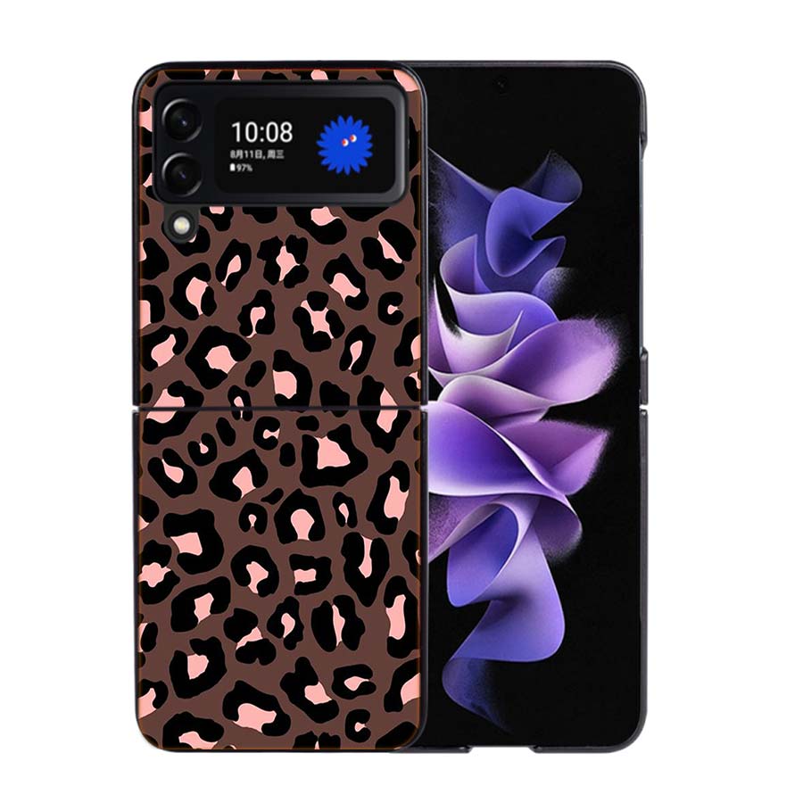 Fashion Tiger Leopard Print Panther Cool Phone Case For Samsung Z Flip 7 6 5G Galaxy Z Flip4 Z Flip5 Z Flip3 Coque Black Hard PC