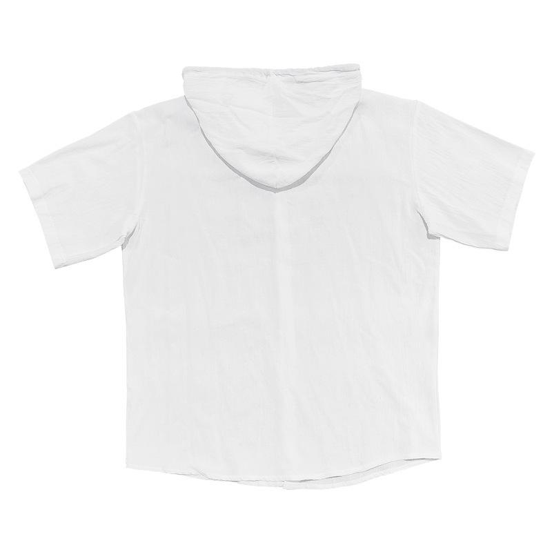 Erkek Spor Rahat Kısa Kollu Erkek Bol Erkek Tişört Kapşonlu Moda Hırka Trend Çok Yönlü Gömlekler (Erkeklerin)