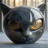 1/2Pcs Black Cat Stone Sculpture Hand-Carved Cat Head Statue Figurine