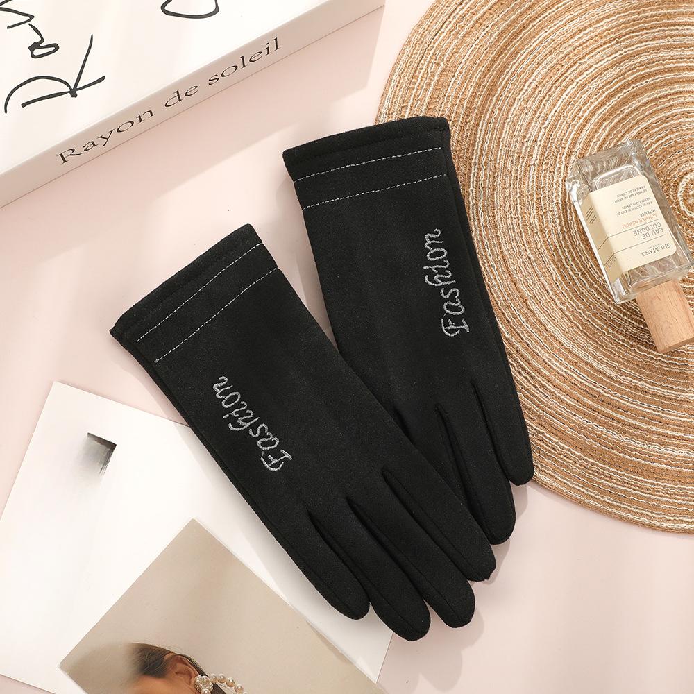 Warm Gloves for Women In Winter Thickened Fabric Cycling Hair Mouth Cold Proof Outdoor Windproof Heat Storage Touch Screen Warm Gloves