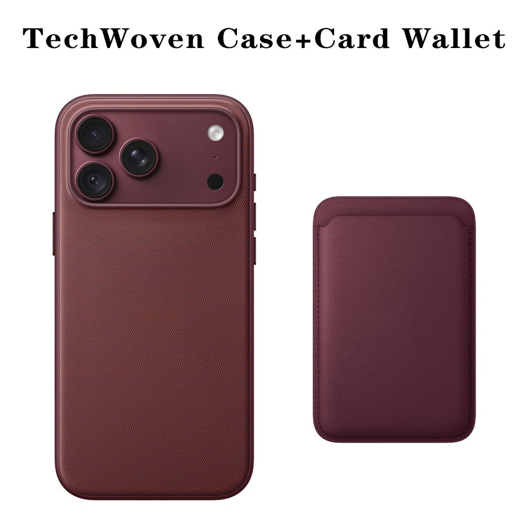 For Magsafe Premium Tech Woven Leather Case For iPhone 18 17 16 15 14 13 12 Pro Max With Magnetic Card Holder Shockproof Cover