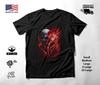 Red Butterfly Skull Portrait T-Shirt Black Unisex S-2XL