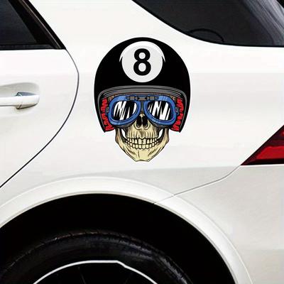 Numeris 8 Biliardo Kamuolys Kaukolė Automobilio Lipdukai Automobilio Kėbului Bamperiui Galinio Lango Stiklui Šaunūs Grafiniai Vinilo Lipdukai Lenktyninio Šalmo Sparno Lipdukai