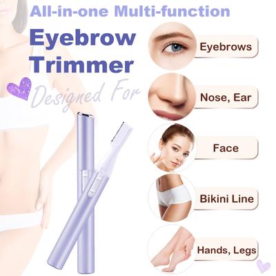 Electric Eyebrow Trimmer for Women, Facial Hair Razor Removal for Men, Mini Epilator for Bikini, Remover for Face, Chin, Peach P
