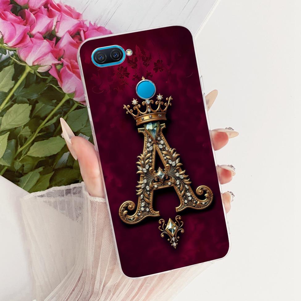 Transparent For Oppo A12 Case Cover Luxury Crown Aesthetic A-Z Letters 2D Flat Pattern Soft Casing For Oppo CPH2083 CPH2077