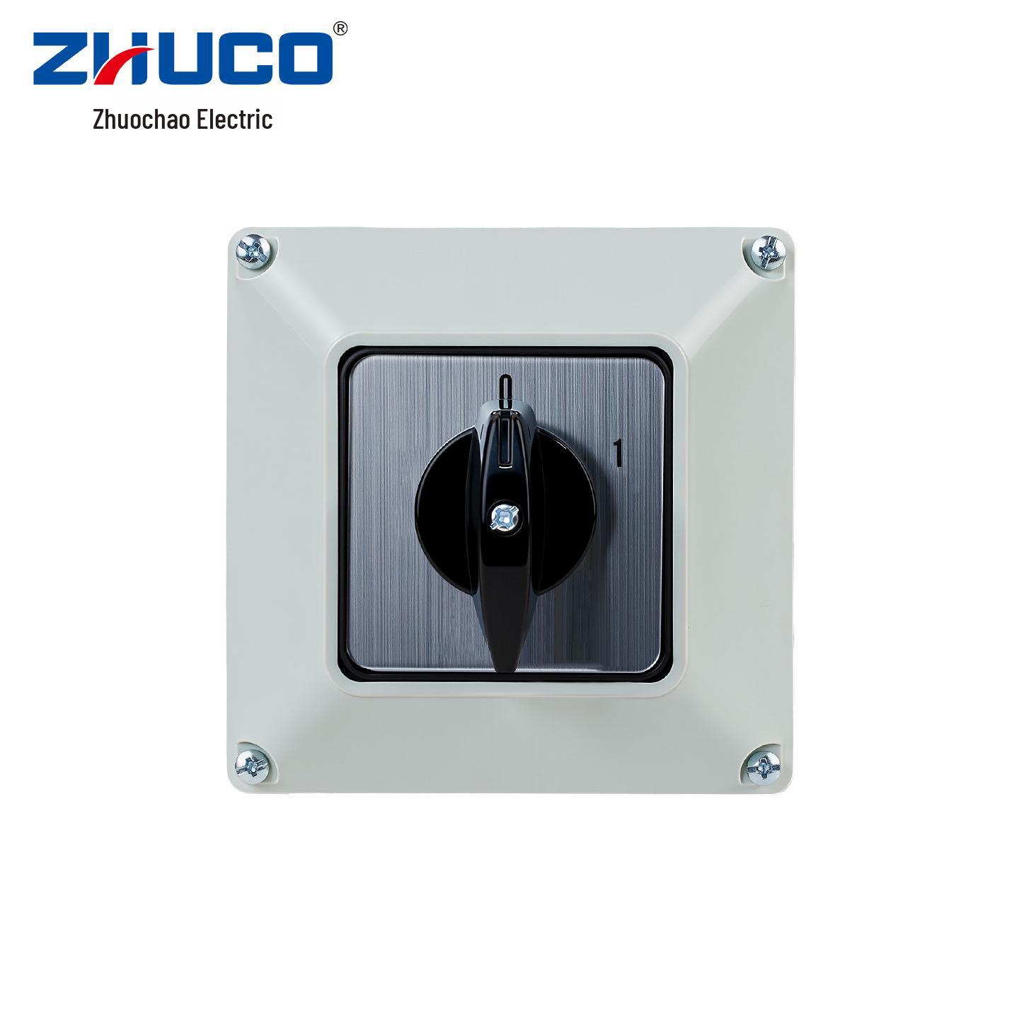 

Zhuochao SZW26-63/C08.4BF Panel 4-Position 2-Speed Universal Changeover Switch with Protective Box