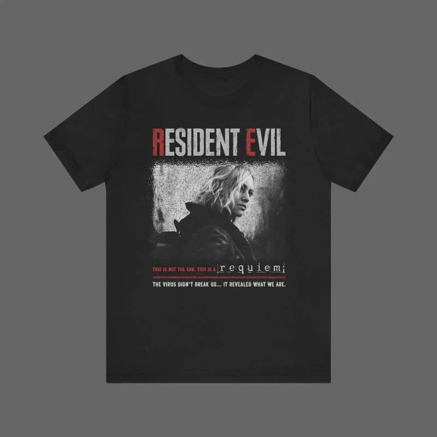 

2026 New Game Resident Evil Requiem Graphic 100 Cotton Soft Tshirt Unisex Y2k Summer New O-neck Retro Fashion Short Sleeve Shirt S чёрный