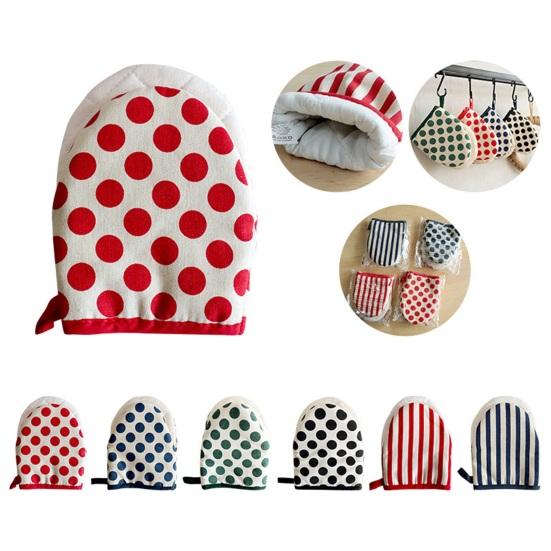 1Pc Thick Cotton Oven Glove Heat Resistant Mitt for Microwave Baking Non-Slip Kitchen Glove