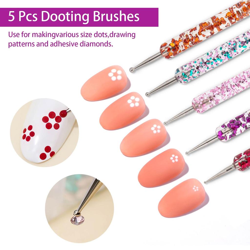 36Pcs Nail Art Brush Set Fine Liner Striping Dotting Silicone Tools 3D Gel Pen Acrylic Design Brushes For Professional Home Use