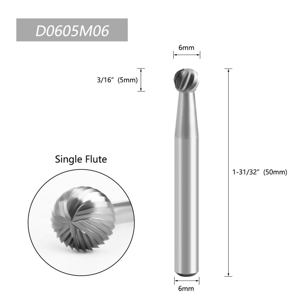 1pc Round Ball 6mm Shank Rotary Burr Milling Cutter For Woodworking Router Bit For Rotary Tool Shaping Carving Engraving
