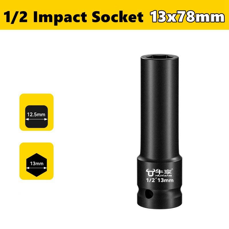 8-28mm Impact Wrench Socket Square Driver Head 1/2" Impact Socket Lengthed Adapter Wrench Head Hexagon Electrical Wrench Socket