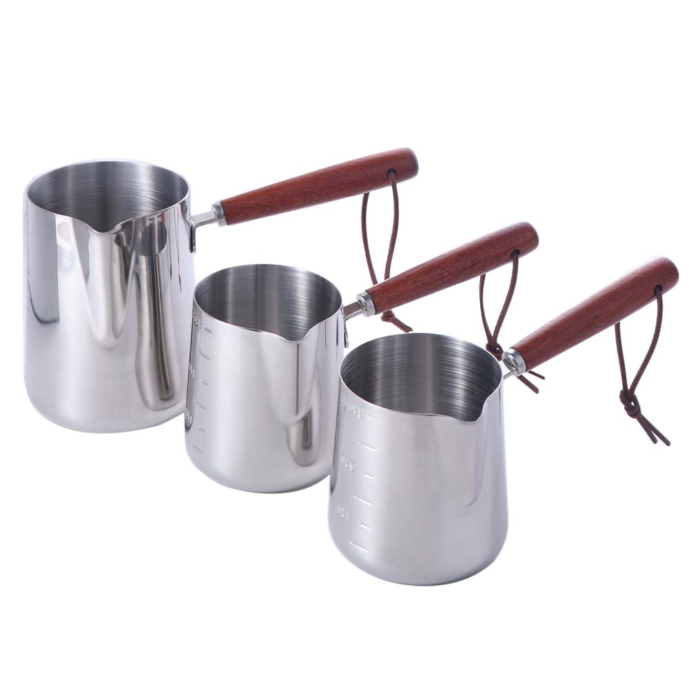 Wood Handle Turkish Coffee Pot Scaled Milk Saucepan Multifunctional Butter Warmer Pot  Cafe