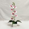 7 Flowers Artificial Orchid Potted Flowers Pink White Pot Artificial Faux Plants Multi-Bloom Plastic Fake Flower Bonsai