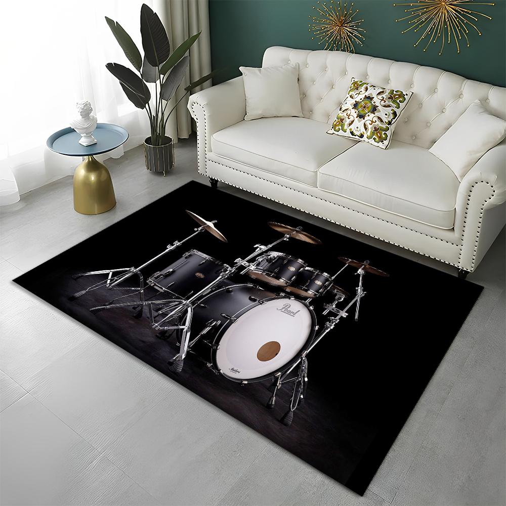 Music Instruments Drum Kit  Drum Set Carpet Rug for Home Living Room Bedroom Sofa Doormat Decor,kids Area Rug Non-slip Floor Mat