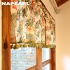 1 Stück NAPEARL Amerikanischer Landhausstil Iris-Druck Kurzer Vorhang Stangentasche Raumteiler Vorhang für Küche Wohnzimmer Schlafzimmer Schrank Heimdeko