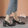 New Women Shoes Fashion Pumps Pearl Leather High Heels Shoes OL Mary Jane Dress Shoes