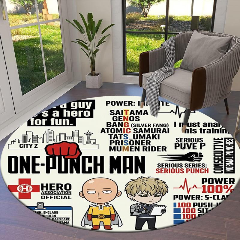Onepunch Man Round Area Rug Carpet Rug For Living Room Bedroom Sofa Playroom Decor Nonslip Floor Mat
