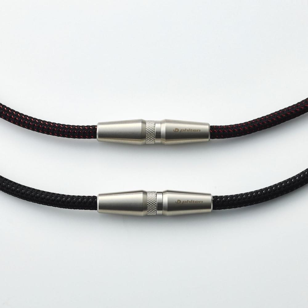 Phiten Necklace Rakuwa Neck X50 Ag Lurette Black Metallic Red 50cm Model