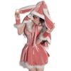 Bunny Girl Cosplay Christmas Pink Bunny Costume Cute Tight Mini Dress Lingerie Nightwear Babydoll Costume Fancy Dress Halloween Cloak Cape Moe XJ