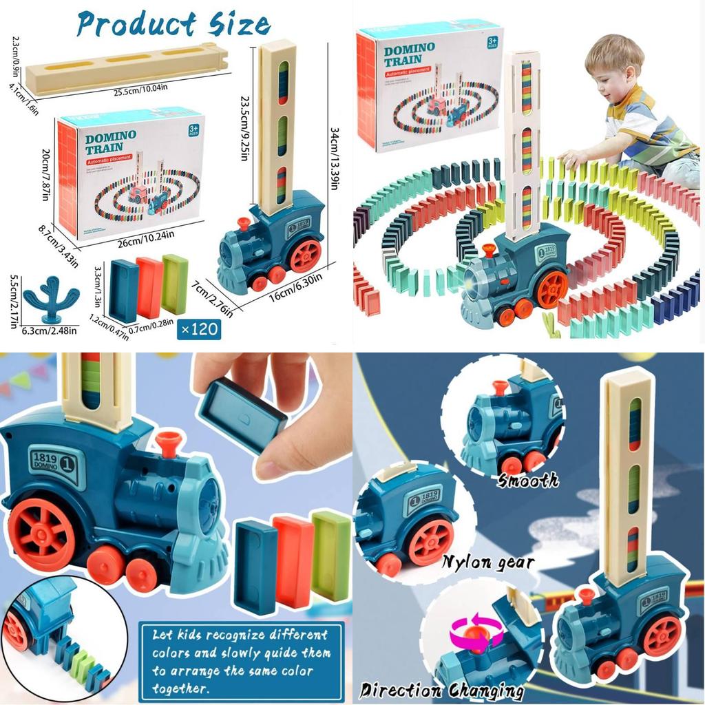 Multicolored Domino Train Set With Sound For Kids Educational Building Toys