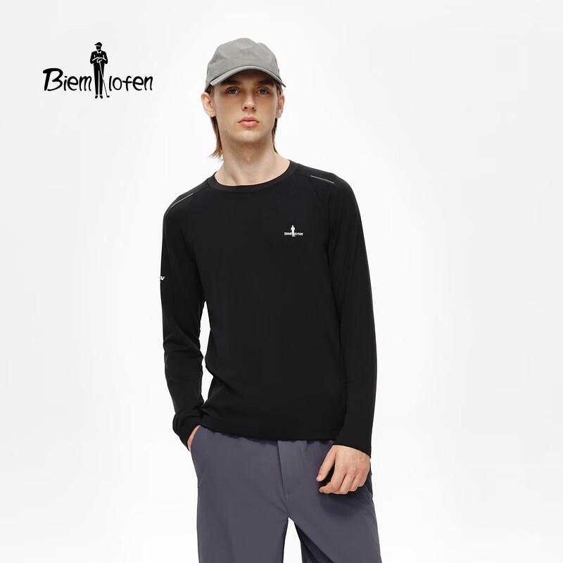 Biyinlefen Men s Lightweight Tech Fleece Round Neck Long Sleeve T-Shirt 2XL