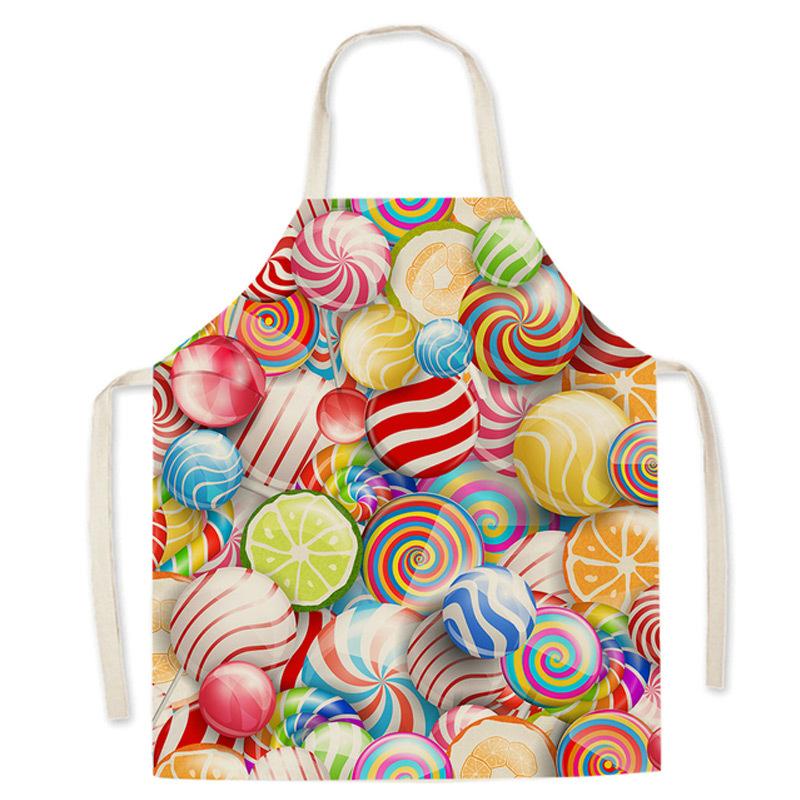 unframed Fashion Kitchen Apron for Men Women Kid Lemon Desserts Printed Cotton Linen Sleeveless Aprons Home Cooking Baking Clean