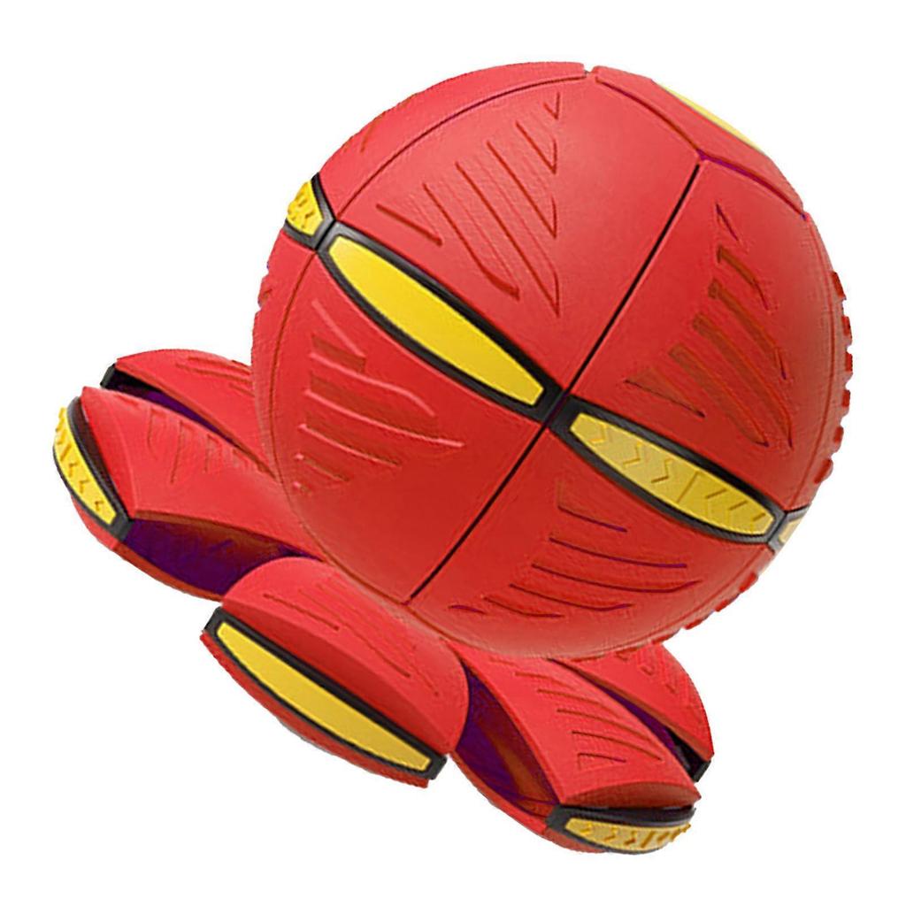 Flying Saucer Ball Magic Deformation Ball with Light Decompression Flying Flat Throw Disc Balls Parent Child Interactive Toy with Light Red